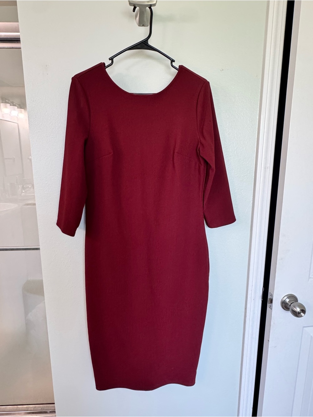 Express Wine Midi Sheath Dress - 3/4 Sleeve